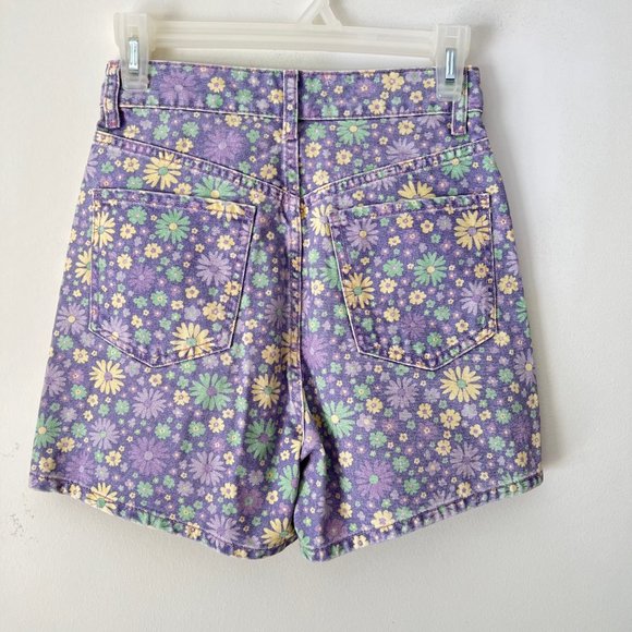 NEW! ZARA Floral High Waisted Denim 70s Shorts Lilac, Size US 2 (EU 34) - Picture 8 of 16